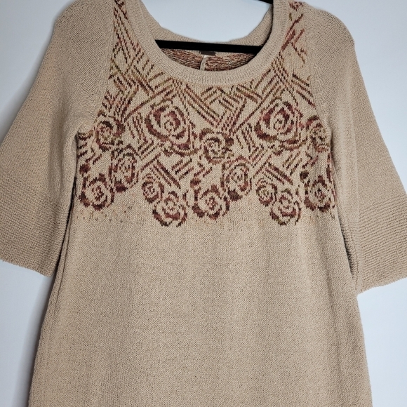 Free People Tan Knit Rose Tunic Top - Picture 4 of 11